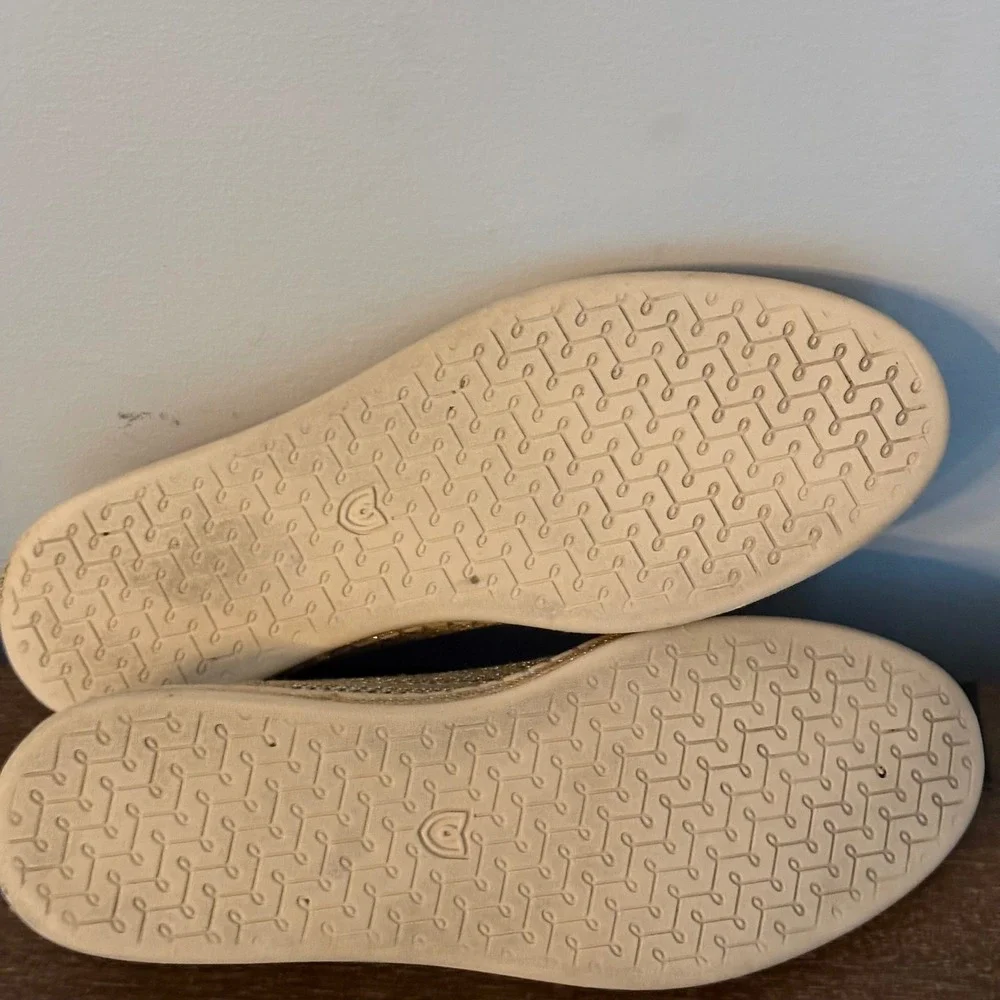 Rothys The Espadrille Golden Metallic Sand Knit Flats Womens 10 Lightweight